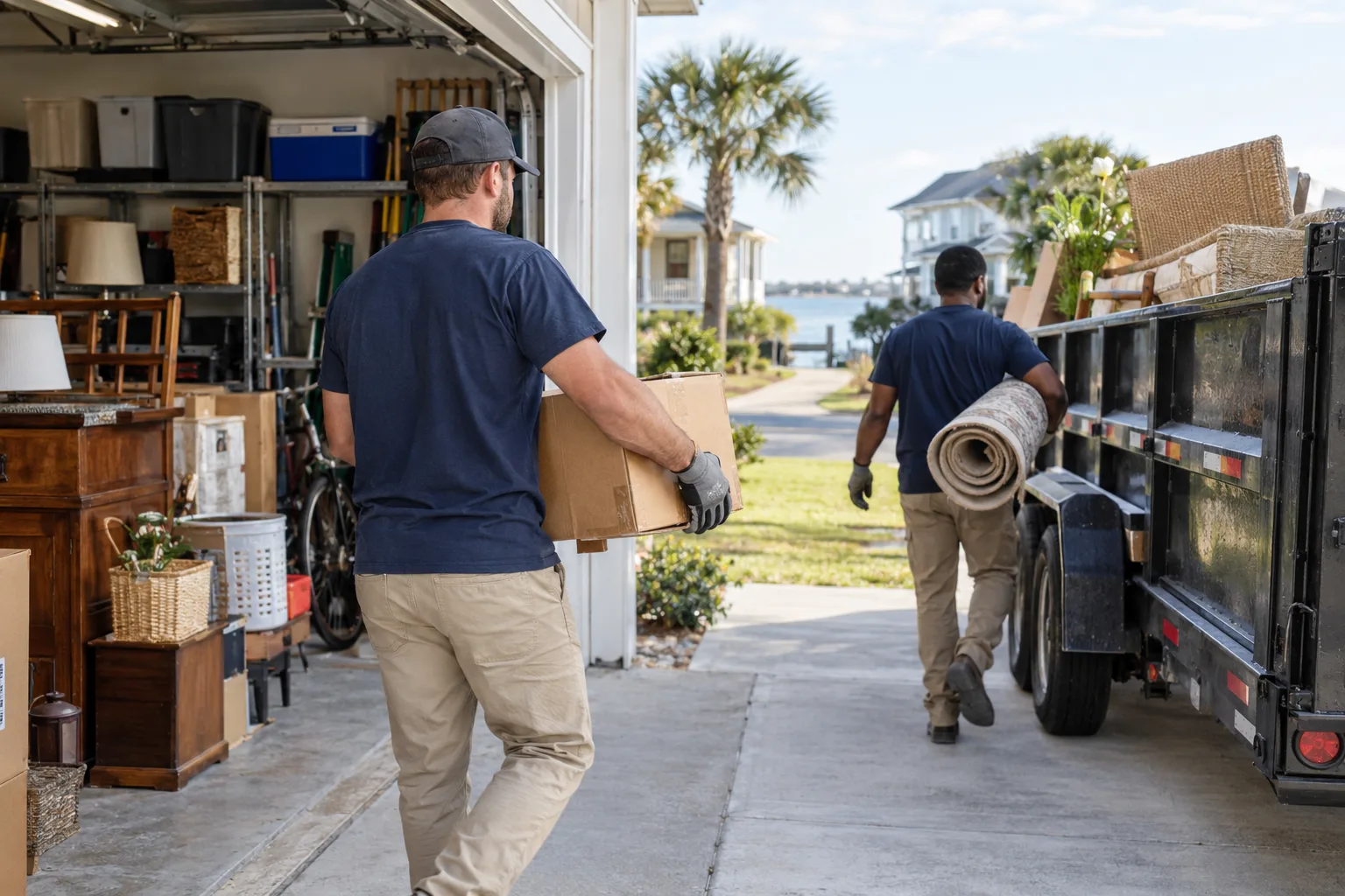 Household Junk Hauling in progress at a Gulf Coast property